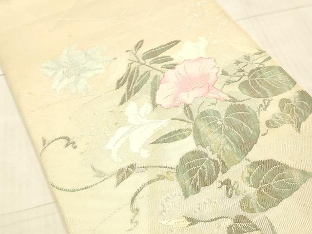 平和屋着物＊夏物　太鼓柄袋帯　草花文　金銀糸　正絹　逸品　DAAX5589cm 平和屋着物＊夏物 絽綴れ 太鼓柄袋帯 草花文 金銀糸 正絹 逸品