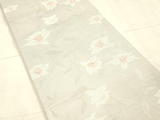 平和屋着物＊夏物　六通柄袋帯　草花文　銀糸　DAAX5596cm 平和屋着物＊夏物 六通柄袋帯 草花文 銀糸 DAAX5596cm