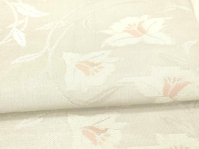 平和屋着物＊夏物 六通柄袋帯 草花文 銀糸 DAAX5596cm