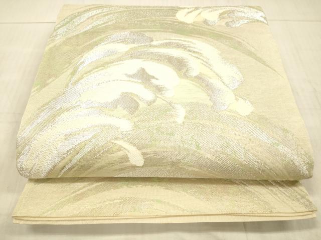 平和屋着物＊夏物　六通柄袋帯　立波文　銀糸　正絹　逸品　DAAX5597cm