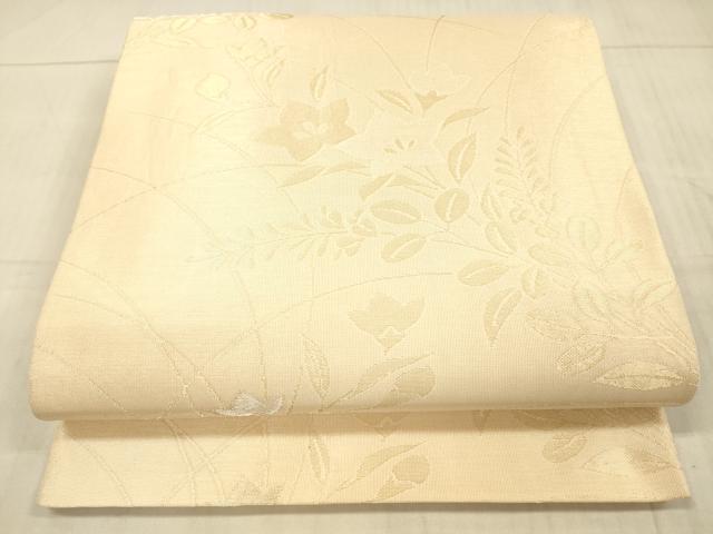 平和屋着物＊夏物　六通柄袋帯　草花文　金銀糸　正絹　逸品　DAAX5606cm