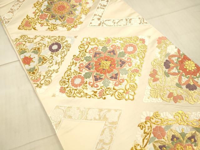 平和屋着物●六通柄袋帯　唐織　正倉院花文　金糸　正絹　逸品　DAAX5611cm 平和屋着物○六通柄袋帯 唐織 正倉院花文 金糸 正絹