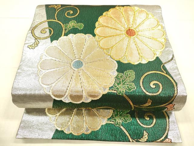 平和屋着物●六通柄袋帯　花唐草文　金銀糸　正絹　逸品　DAAX5623cm