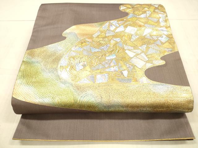 平和屋着物○太鼓柄袋帯 流水文 金彩 正絹 逸品 DAAX5647cm