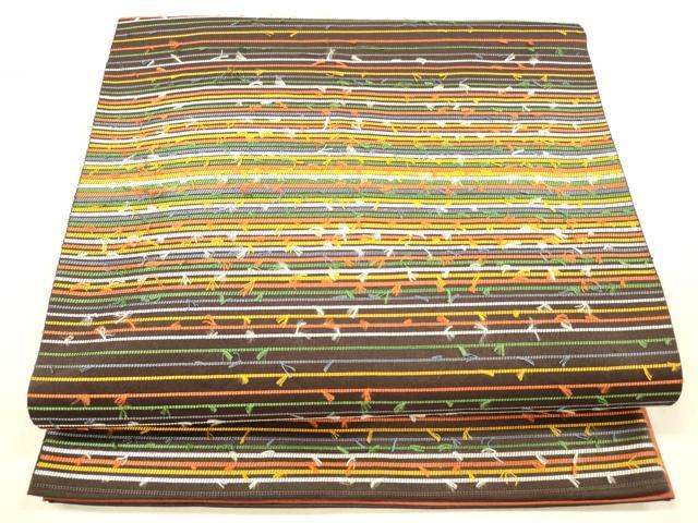 平和屋着物●六通柄　京袋帯　横段文　正絹　逸品　DAAX5651cm
