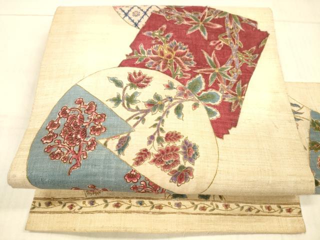 平和屋着物●九寸名古屋帯　草花文　金彩　DAAX5658cm