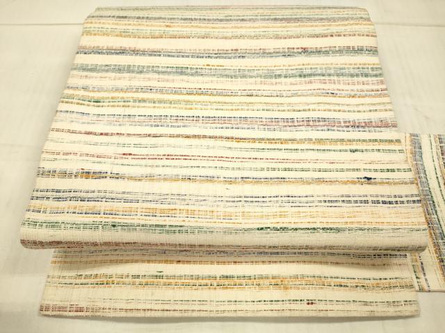 平和屋着物●九寸名古屋帯　紬地　横段文　正絹　逸品　DAAX5659cm