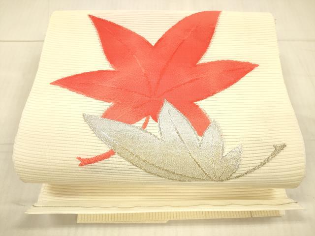 平和屋着物＊夏物　絽綴れ　八寸名古屋帯　舞葉文　金銀糸　正絹　逸品　DAAX5683cm