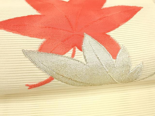 平和屋着物＊夏物 絽綴れ 八寸名古屋帯 舞葉文 金銀糸