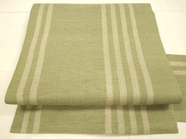 平和屋着物＊夏物　九寸名古屋帯　間道　正絹　逸品　DAAX5685cm