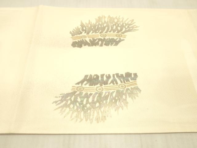 平和屋着物＊夏物　太鼓柄袋帯　螺鈿箔　籬文　銀糸　正絹　逸品　DAAX5689cm 平和屋着物＊夏物 太鼓柄袋帯 螺鈿箔 籬文 銀糸 正絹 逸品 DAAX5689cm