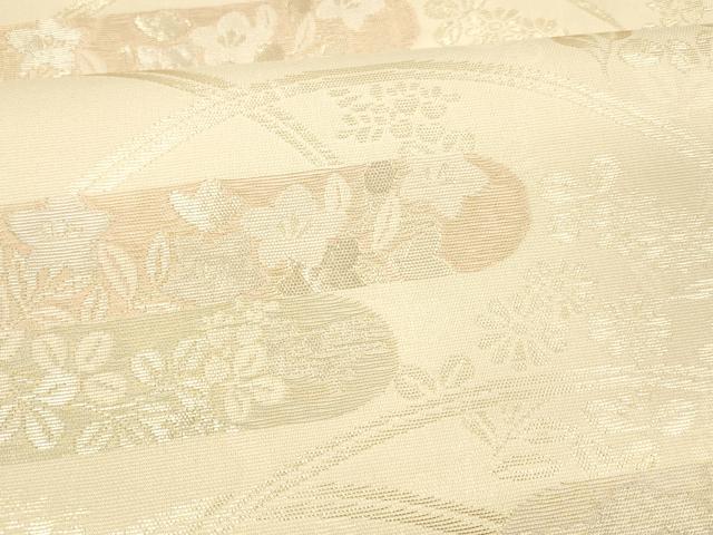 平和屋着物＊夏物 六通柄袋帯 草花文 金銀糸 正絹 逸品 DAAX5693cm