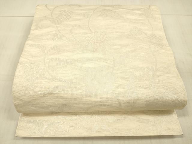 平和屋着物＊夏物　織物一筋名門　織悦　全通柄　本袋帯　草花文　銀糸　正絹　逸品　DAAX5694cm