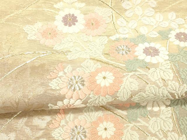 平和屋着物＊夏物　六通柄袋帯　唐織　草花文　金銀糸　正絹　逸品　DAAX5724cm 平和屋着物＊夏物 六通柄袋帯 唐織 草花文 金銀糸 正絹 逸品