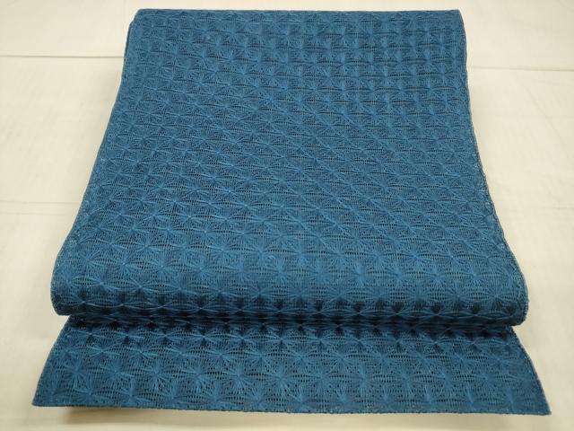 平和屋着物＊夏物　八寸名古屋帯　舞花文　紺瑠璃色　正絹　逸品　DAAX5732cm