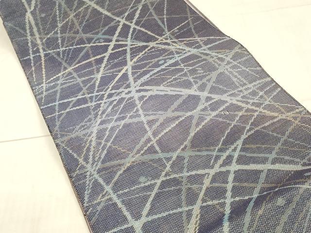 平和屋着物＊夏物 八寸名古屋帯 草葉文 銀糸 正絹 逸品 DAAX5734cm