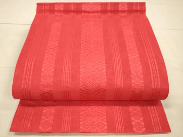 平和屋着物＊夏物　博多織　八寸名古屋帯　献上　猩々緋色　DAAX5747cm