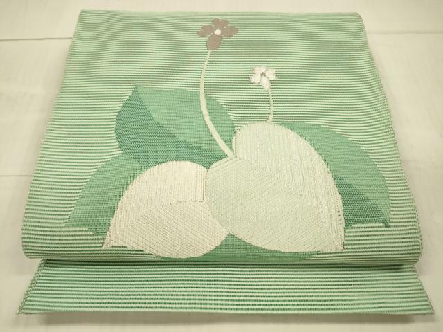 平和屋着物＊夏物　絽綴れ　八寸名古屋帯　草花文　銀糸　正絹　逸品　DAAX5749cm