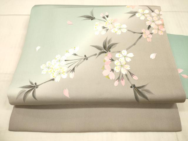 平和屋着物●塩瀬　九寸名古屋帯　作家物　手描き　枝花文　金彩　正絹　逸品　DAAX5759cm