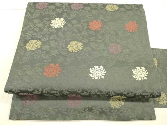 平和屋着物●九寸名古屋帯　唐織　花唐草文　正絹　逸品　DAAX5769cm