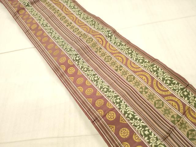 平和屋着物●本場筑前博多織　半幅帯　草花間道　正絹　逸品　DAAX5784cm 平和屋着物○本場筑前博多織 半幅帯 草花間道 正絹 逸品 DAAX5784cmの