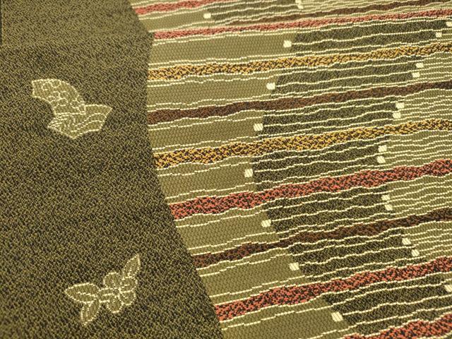 平和屋着物○本場筑前博多織 八寸名古屋帯 糸車 横段地紙