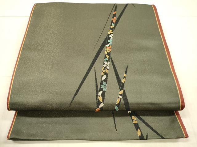 平和屋着物●太鼓柄袋帯　舞花文　金銀糸　金通し地　正絹　逸品　DAAX5789cm