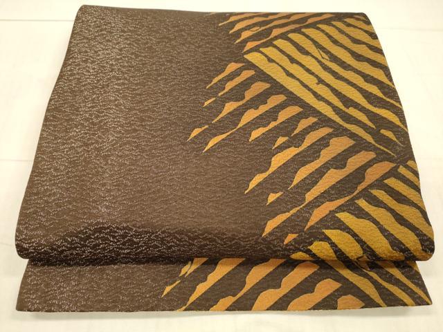 平和屋着物●東京友禅　菅有鬼一　六通柄袋帯　抽象文様　銀糸　正絹　逸品　DAAX5796cm