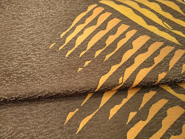 平和屋着物●東京友禅　菅有鬼一　六通柄袋帯　抽象文様　銀糸　正絹　逸品　DAAX5796cm 平和屋着物○東京友禅 菅有鬼一 六通柄袋帯 抽象文様