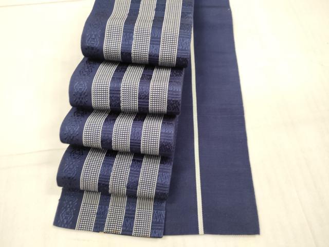 平和屋着物●男性　本場筑前博多織　角帯　抽象間道　正絹　逸品　DAAX5804cm