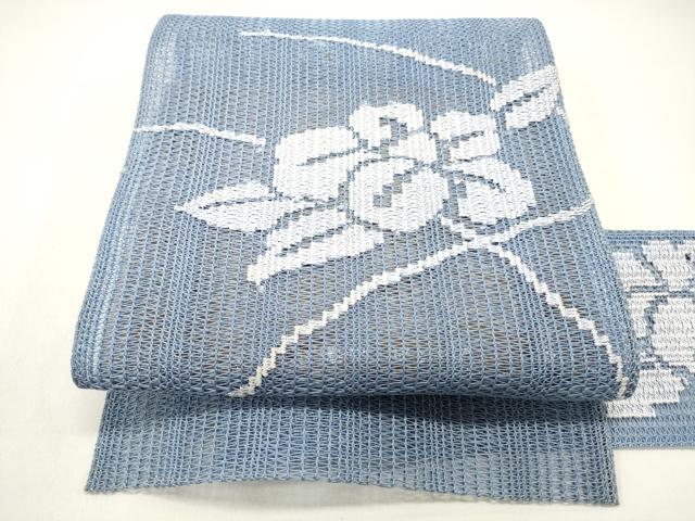 平和屋着物＊夏物　八寸名古屋帯　羅　草花文　正絹　逸品　DAAX5870cm