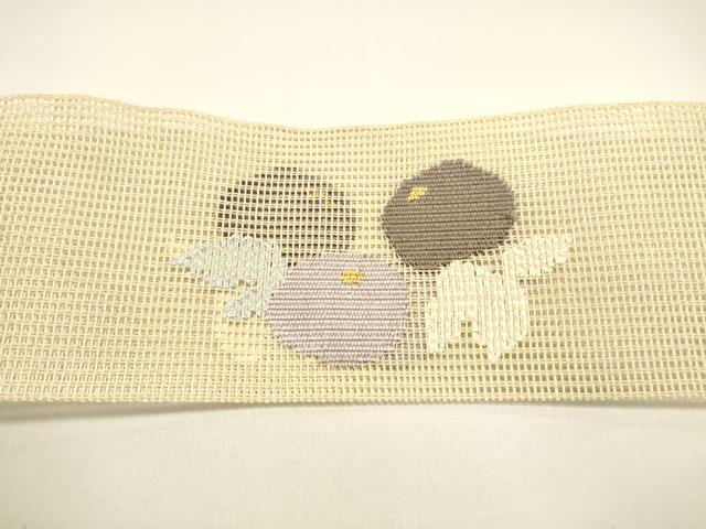 平和屋着物＊夏物 八寸名古屋帯 草花文 正絹 逸品 DAAX5889cm