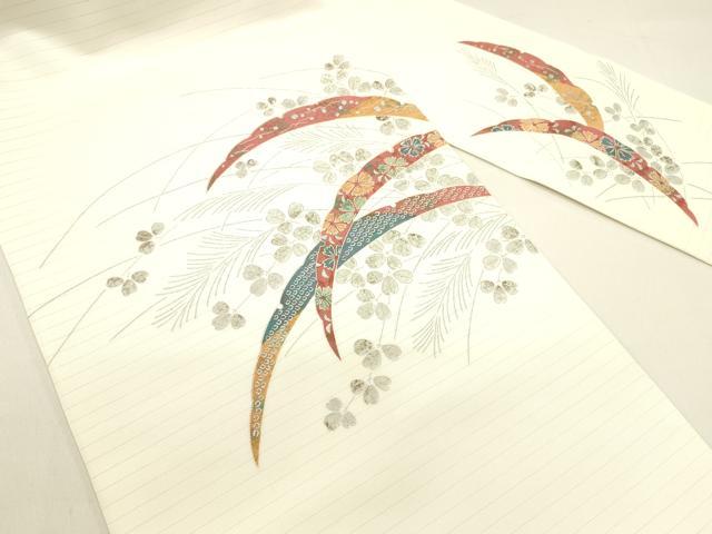 平和屋着物＊夏物 九寸名古屋帯 雪芝花文 銀糸 DAAX5890cm