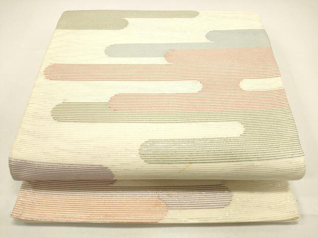 平和屋着物＊夏物　六通柄袋帯　霞文　銀糸　正絹　逸品　DAAX5901cm