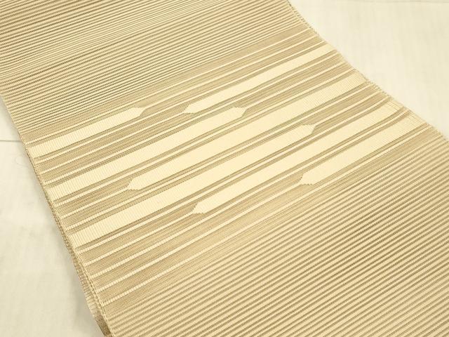 平和屋着物＊夏物　絽綴れ　八寸名古屋帯　抽象文様　香色　正絹　逸品　DAAX5918cm 平和屋着物＊夏物 絽綴れ 八寸名古屋帯 抽象文様 香色 正絹 逸品