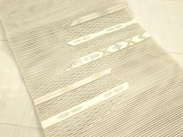 平和屋着物＊夏物 絽綴れ 八寸名古屋帯 抽象文様 金銀糸 正絹 逸品