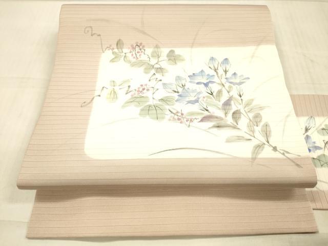 平和屋着物＊夏物　絽塩瀬　九寸名古屋帯　手描き　南天花文　正絹　逸品　DAAX5935cm