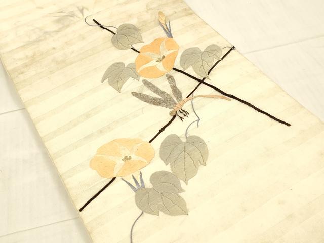 平和屋着物＊夏物　アンティーク　大正ロマン　太鼓柄　京袋帯　総刺繍　朝顔　蜻蛉　金銀糸　正絹　逸品　DAAX5941cm_1