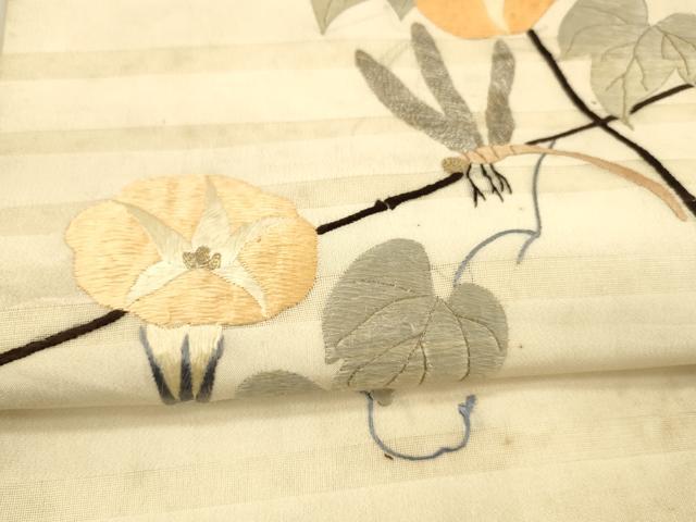 平和屋着物＊夏物　アンティーク　大正ロマン　太鼓柄　京袋帯　総刺繍　朝顔　蜻蛉　金銀糸　正絹　逸品　DAAX5941cm_2