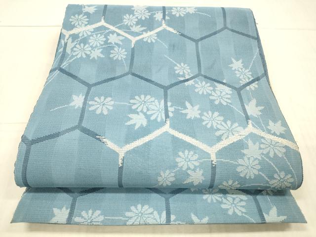 平和屋着物＊夏物　八寸名古屋帯　亀甲草花文　DAAX5951cm