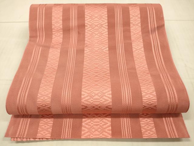 平和屋着物＊夏物　本場筑前博多織　八寸名古屋帯　紗献上　銀朱色　正絹　逸品　DAAX5968cm