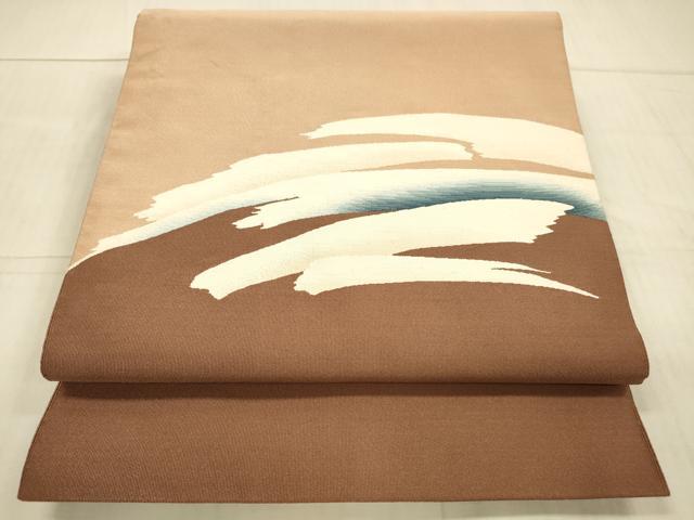 平和屋着物●爪掻き本綴れ　八寸名古屋帯　抽象文様　正絹　逸品　DAAX5977cm