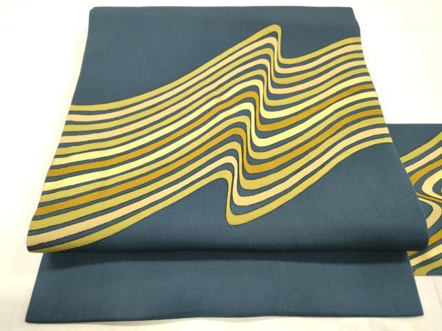 平和屋着物●九寸名古屋帯　流水文　金彩　松坂屋扱い　染織名作展　正絹　逸品　DAAX5993cm