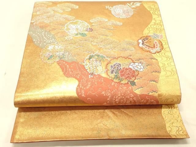 平和屋着物●六通柄袋帯　唐織　能衣七宝華文　全通箔　正絹　逸品　DAAY0302ob 平和屋着物◎六通柄袋帯 唐織 風景文 青銅箔 正絹 逸品 AAAO6724sx