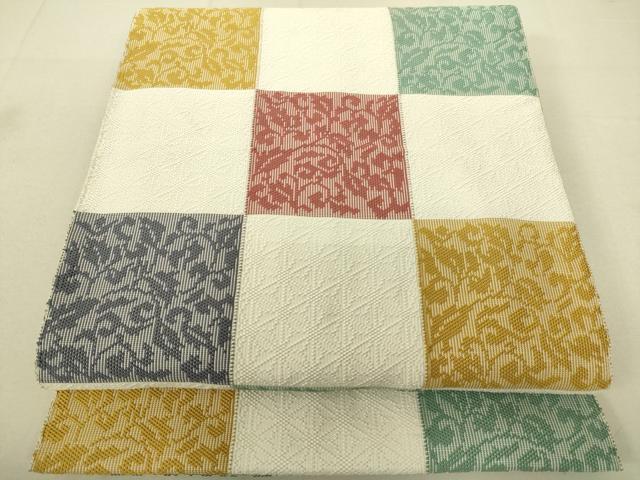 平和屋着物●八寸名古屋帯　市松文様　正絹　逸品　DAAX8428du