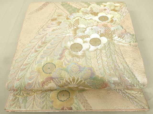 平和屋着物●六通柄袋帯　花松文　金銀糸　正絹　逸品　DAAX8452du