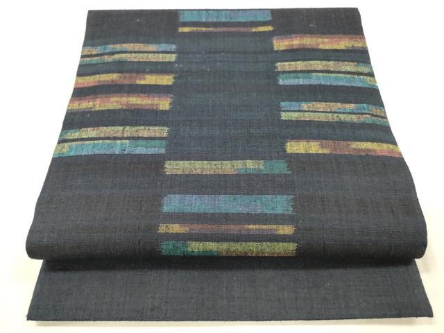 平和屋本店□極上 1854年創業 帯屋捨松 八寸名古屋帯 紬地 横段花蝶文