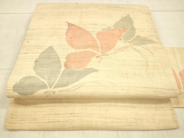 平和屋着物＊夏物　九寸名古屋帯　舞葉文　銀糸　DAAX8608cm