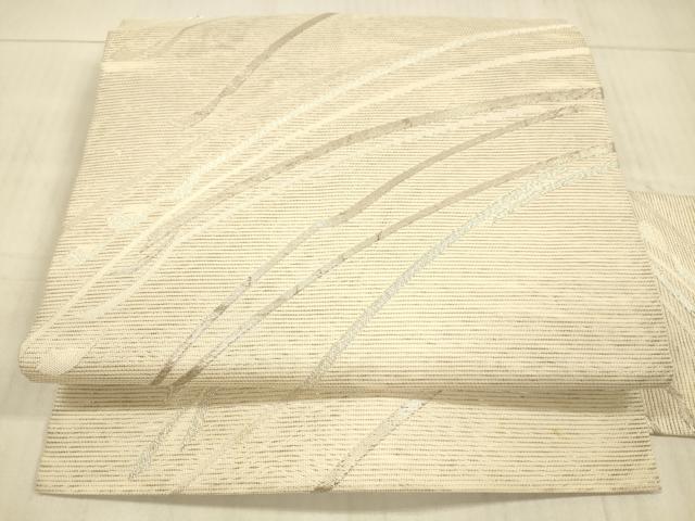 平和屋着物＊夏物　九寸名古屋帯　抽象文様　銀糸　正絹　逸品　DAAX8617cm