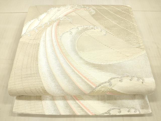 平和屋着物＊夏物　西陣　六通柄袋帯　立波文　金銀糸　正絹　逸品　DAAX8632cm